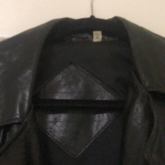 REAL Leather black trench coat jacket pockets - Picture 6 of 8